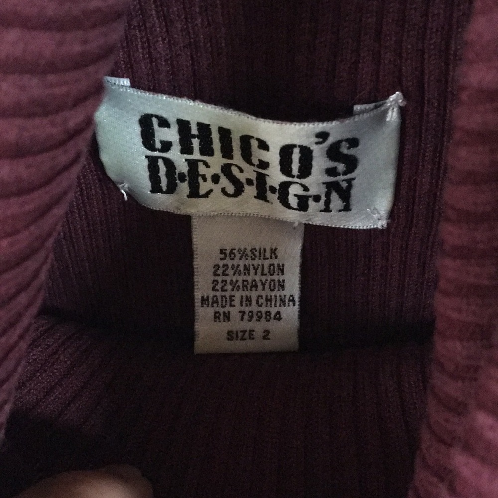 Chicos thin ribbed silk/rayon/nylon turtleneck - Picture 3 of 4